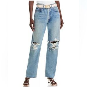 Revolve Agolde Kelly High Rise Straight Leg Distressed Jeans Backdrop Sz 25